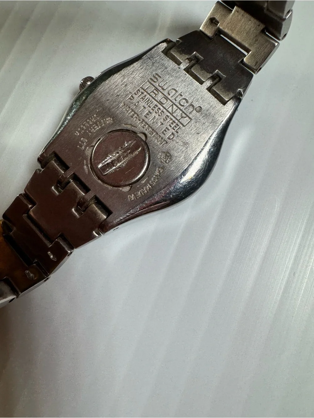 Swatch 2007 Irony “Her Tender Black” stainless steel bracelet and face. YLS433G